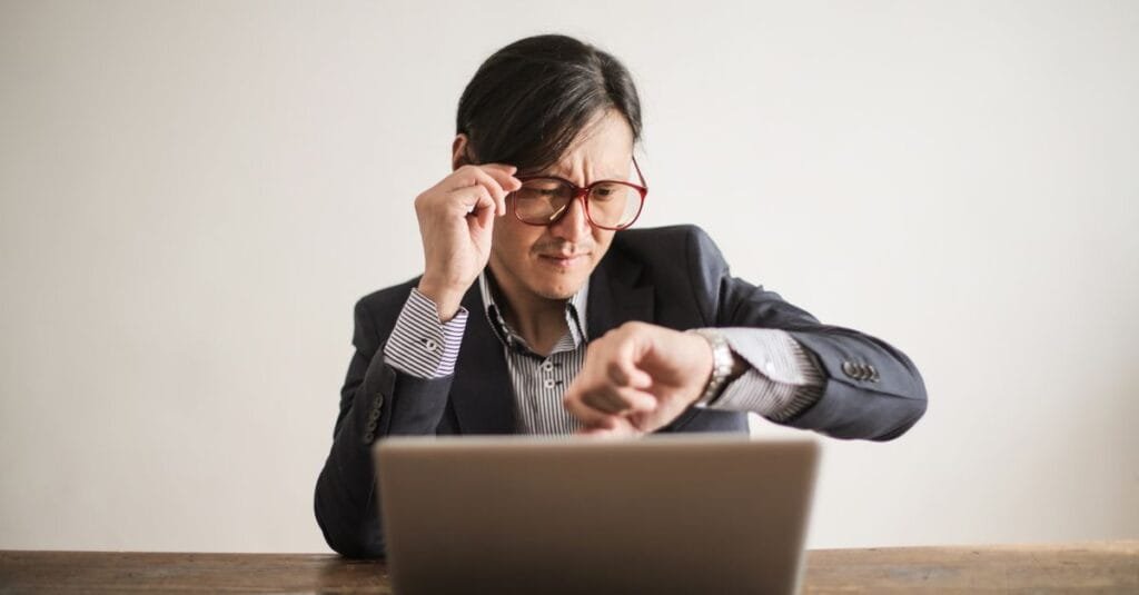 An office worker taking a calm break