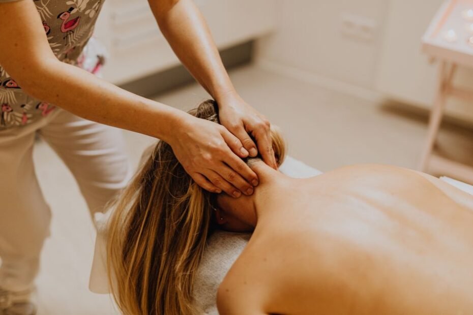 Relaxing neck and shoulder massage to relieve muscle tension