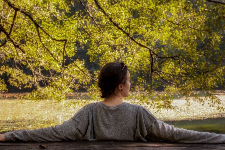 Woman relaxing and breathing calmly