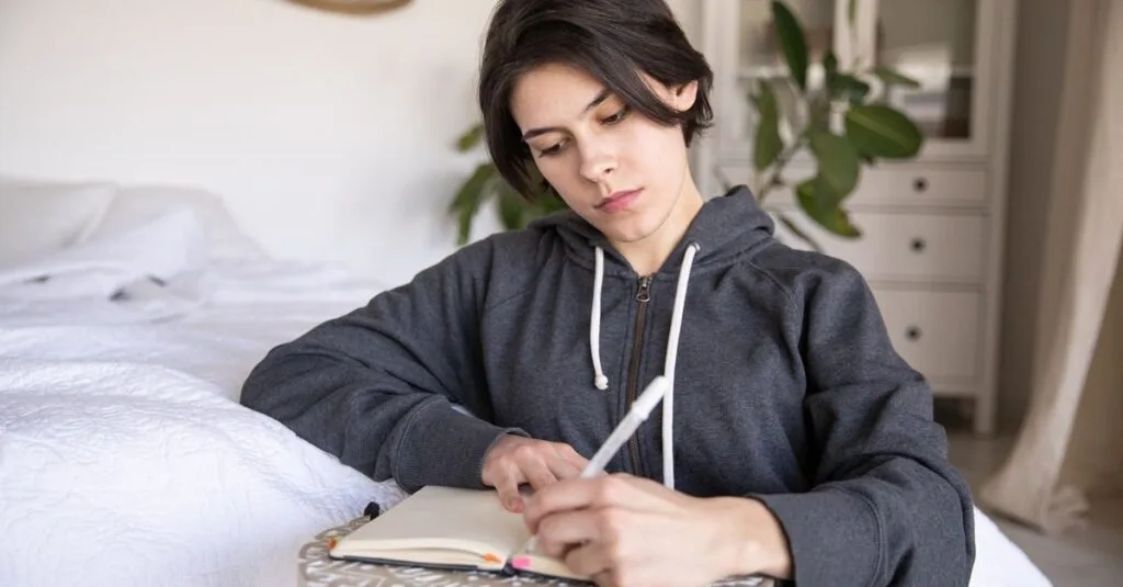 Woman journaling her emotions