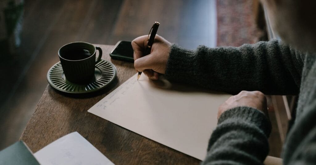 Journaling with a cup of coffee