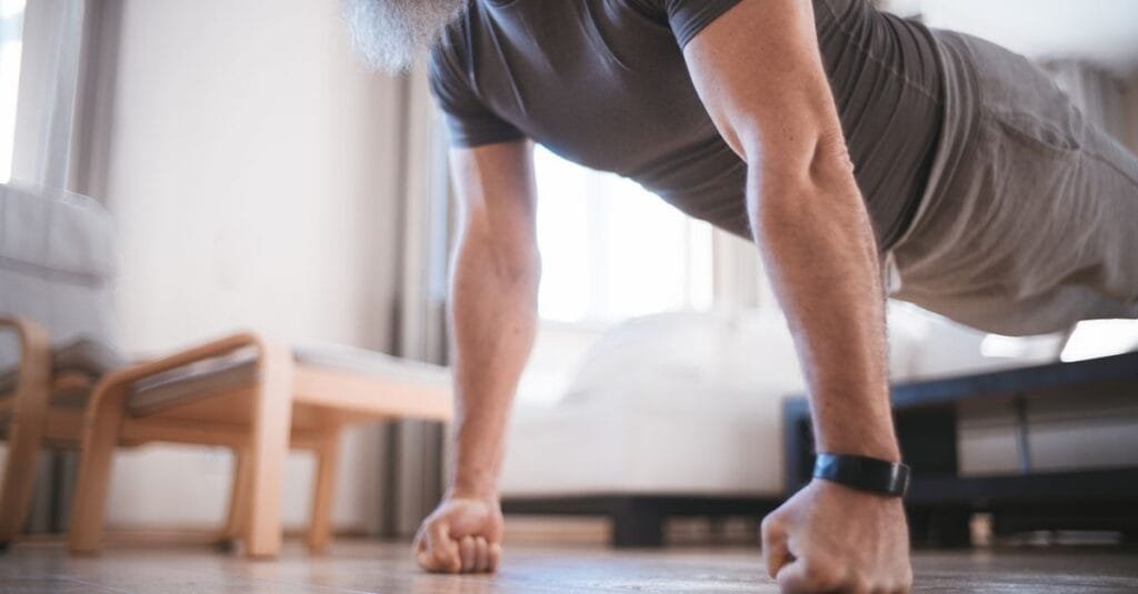 Man doing push-ups at home